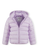 Girls lilac quilted jacket with zip and removable hood