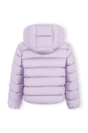 Girls lilac quilted jacket with zip and removable hood