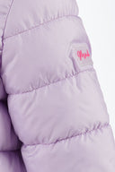 Girls lilac quilted jacket with zip and removable hood