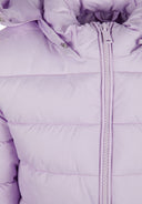 Girls lilac quilted jacket with zip and removable hood