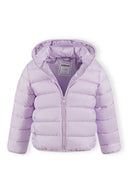 Girls lilac quilted jacket with zip and removable hood