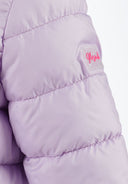 Girls lilac quilted jacket with zip and removable hood