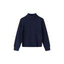 Girls navy blue viscose blend turtleneck jumper, soft ribbed style