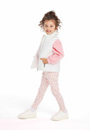 Girls padded gilet white quilted vest with pink sleeves