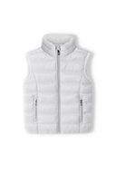 Girls padded gilet white quilted vest with high collar and silver zippers