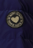 Girls padded jacket navy blue with gold heart embroidered patch