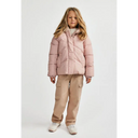 Girls warm padded pink quilted puffer jacket with fluffy hood