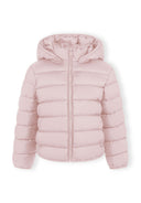 Girls pink quilted jacket with zip and removable hood