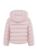 Girls pink quilted jacket with zip and removable hood
