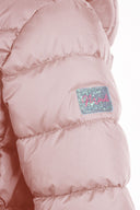 Girls pink quilted jacket with zip and removable hood