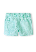 Girls poplin shorts in mint green with elastic waistband and front pockets