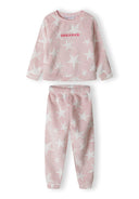 Girls pyjama set cuddle fleece raglan sleeve pink 9m-8y featuring soft teddy fleece, star print, and relaxed fit. 