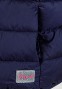 Girls quilted gilet navy blue with zip detachable hood and Minoti label