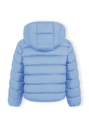 Light blue hooded girls quilted jacket with puffer design