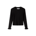 Black girls ribbed long sleeve top with frill cuffs