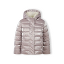 Shiny rose gold girls padded winter jacket with fleece hood