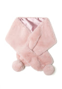 Girls scarf faux fur with pom pom pink 2-14y featuring plush soft texture, vibrant pink color, and charming pom pom details.