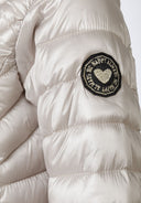 Girls grey quilted hooded lightwaight jacket with zip fastening