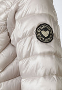 Girls grey quilted hooded lightwaight jacket with zip fastening