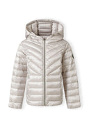 Girls grey quilted hooded lightwaight jacket with zip fastening