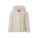 Girls teddy fleece hooded jacket in cream plush style