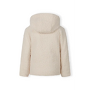 Girls teddy fleece hooded jacket in cream-colored plush shearling