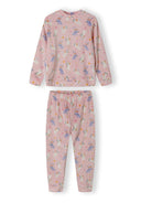 Girls velour long sleeve pyjama set pink 9m-8y, soft pink fabric with playful animal print, designed for comfort and warmth.