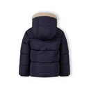 Girls warm padded navy puffer jacket with shearling hood