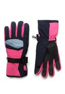 Girls pink Girls waterproof ski gloves with reflective panel