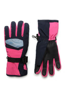 Girls pink Girls waterproof ski gloves with reflective panel