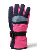 Girls pink Girls waterproof ski gloves with reflective panel