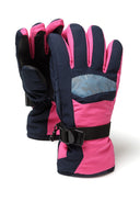 Girls pink Girls waterproof ski gloves with reflective panel