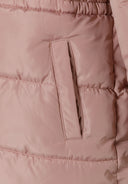 Girls pink winter coat with faux fur trim and warm linning