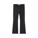 Black ribbed knit flare leggings pack with elastic waistband and frayed hem