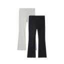 Kids rib flare leggings pack with elastic waistband, black and gray flared style
