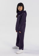 Fioletowa kurtka dziecięca wodoodporna z zamkiem błyskawicznym i kapturem