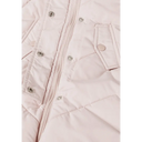 Light pink girls snowsuit with quilted puffer jacket and detachable mittens