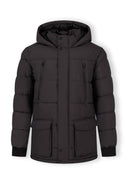 Długa kurtka ocieplana z kieszeniami i polarową podszewką