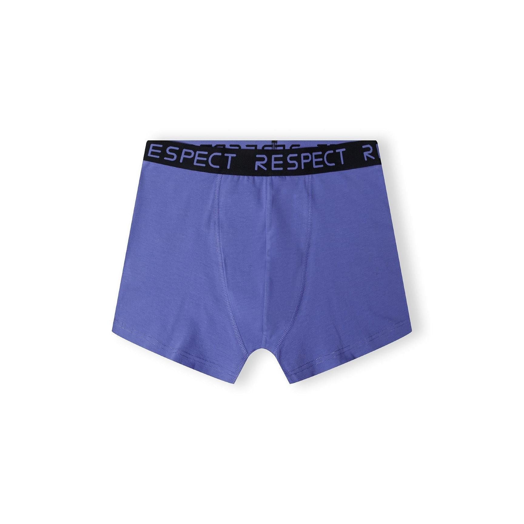 Men's purple cotton-blend boxer with a black branded "RESPECT" elastic waistband.