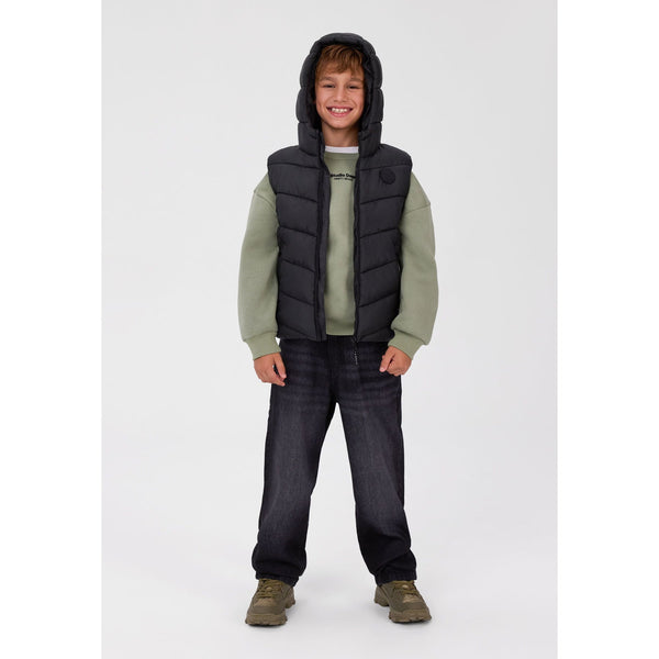 Hooded padded gilet in black
