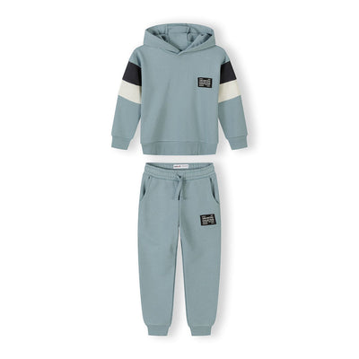 Boys' hoodie and joggers set in blue grey — complete product view for square Shop card