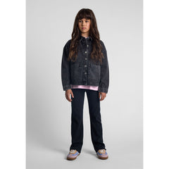Girls' denim jacket in washed black