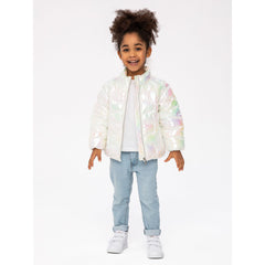 Girls' quilted jacket in white