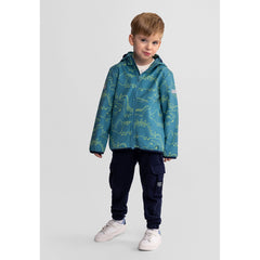 Boys' hooded printed jacket in teal
