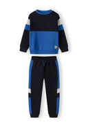 Boys navy crew neck and joggers set colourblock
