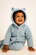 Kurtka z pluszowego materiału Sherpa błękitna