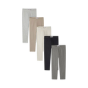 Pack of five neutral heathered jersey leggings in gray, beige, cream, black, charcoal