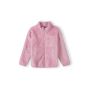 Pink faux fur girls fleece sweatshirt jacket with zipper and logo