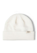 Unisex ribbed knit beanie hat in soft off-white with Minoti Surplus label